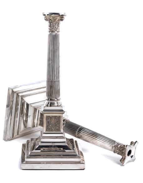 Detailabbildung:  Paar große Silberkandelaber