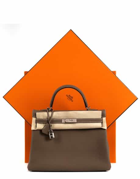 Detailabbildung: Hermès Kelly Bag 35 cm „Etoupe“
