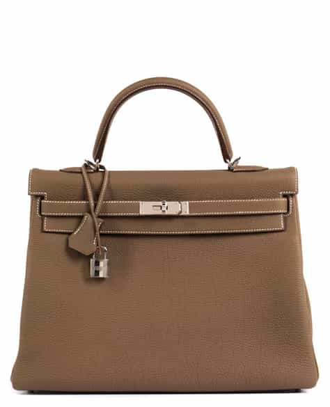 Detailabbildung: Hermès Kelly Bag 35 cm „Etoupe“