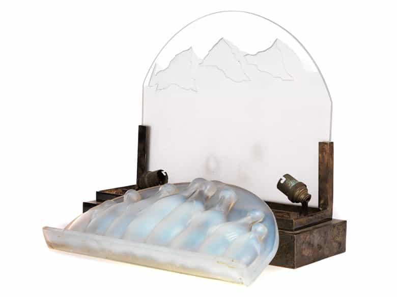 Detailabbildung: Sehr seltene „Lampe aux Pingouins“ von Costebelle