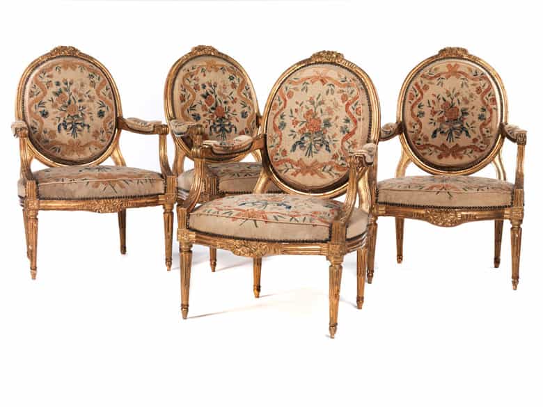 Detailabbildung: Satz von vier eleganten Louis XVI-Fauteuils