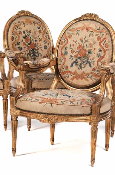 Detailabbildung: Satz von vier eleganten Louis XVI-Fauteuils