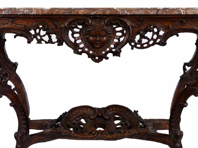 Detailabbildung: Französische Régence-Wandkonsole mit Marmorplatte