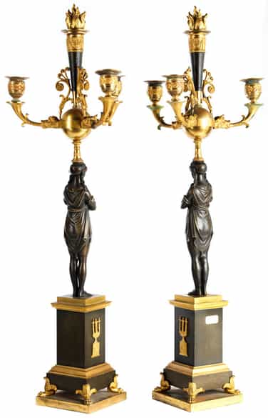 Detailabbildung: Paar Kaminkandelaber, André-Antoine Ravrio, 1759 - 1814, zug./ Art des