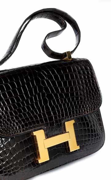Detailabbildung: Hermès Constance 24 cm Kroko „Brun“