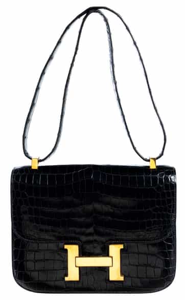 Detailabbildung: Hermès Constance 24 cm Kroko „Schwarz“