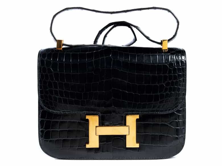 Detailabbildung: Hermès Constance 24 cm Kroko „Schwarz“