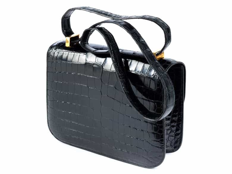 Detailabbildung: Hermès Constance 24 cm Kroko „Schwarz“