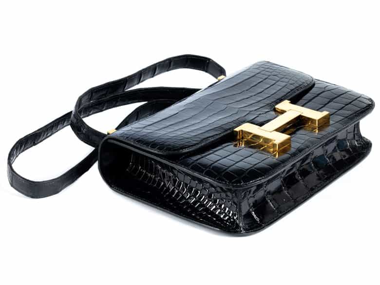 Detailabbildung: Hermès Constance 24 cm Kroko „Schwarz“