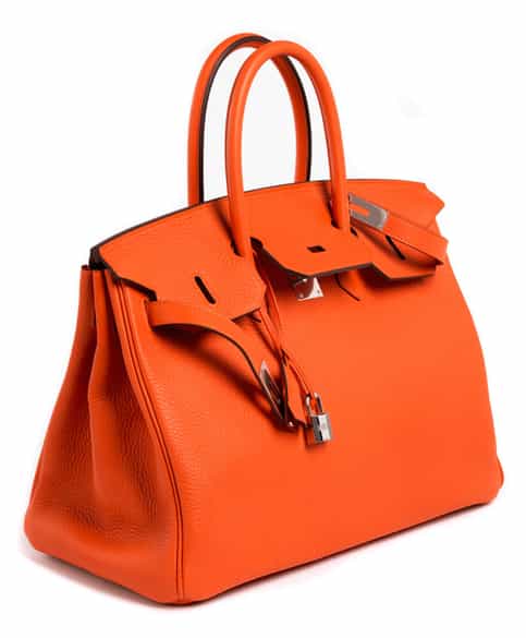 Detailabbildung:  Hermès Birkin Bag 35 cm „Feu Orange“