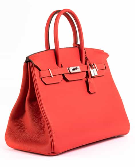 Detailabbildung:  Hermès Birkin Bag 35 cm „Rouge Pivoine“