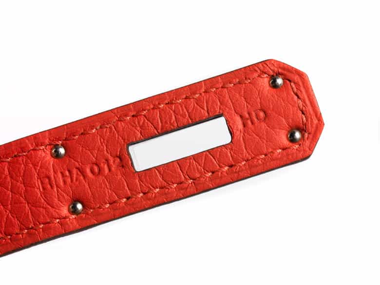 Detailabbildung:  Hermès Birkin Bag 35 cm „Rouge Pivoine“