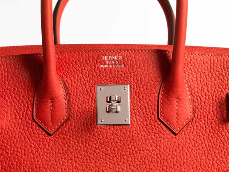 Detailabbildung:  Hermès Birkin Bag 35 cm „Rouge Pivoine“