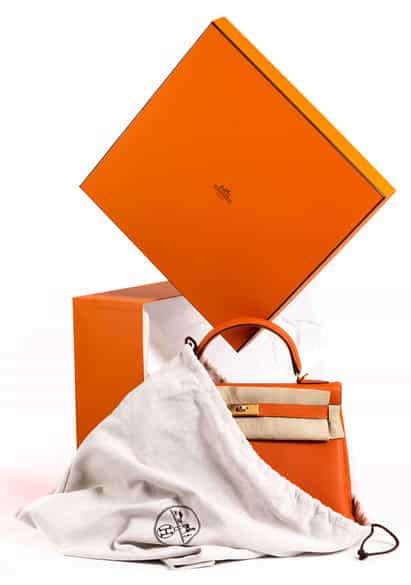 Detailabbildung:  Hermès Kelly Bag 32 cm „Orange“