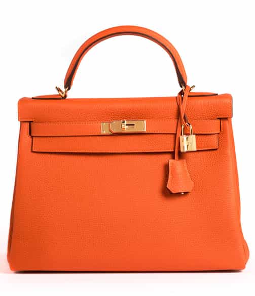 Detailabbildung:  Hermès Kelly Bag 32 cm „Orange“