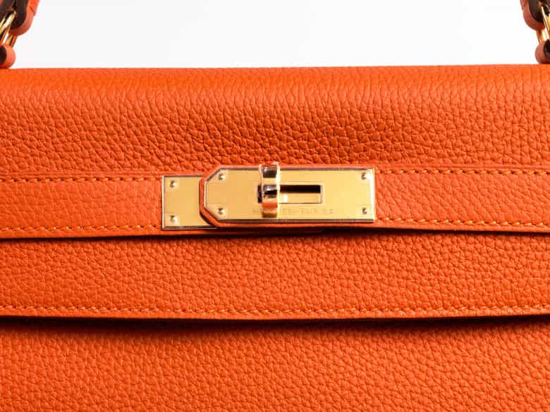Detailabbildung:  Hermès Kelly Bag 32 cm „Orange“