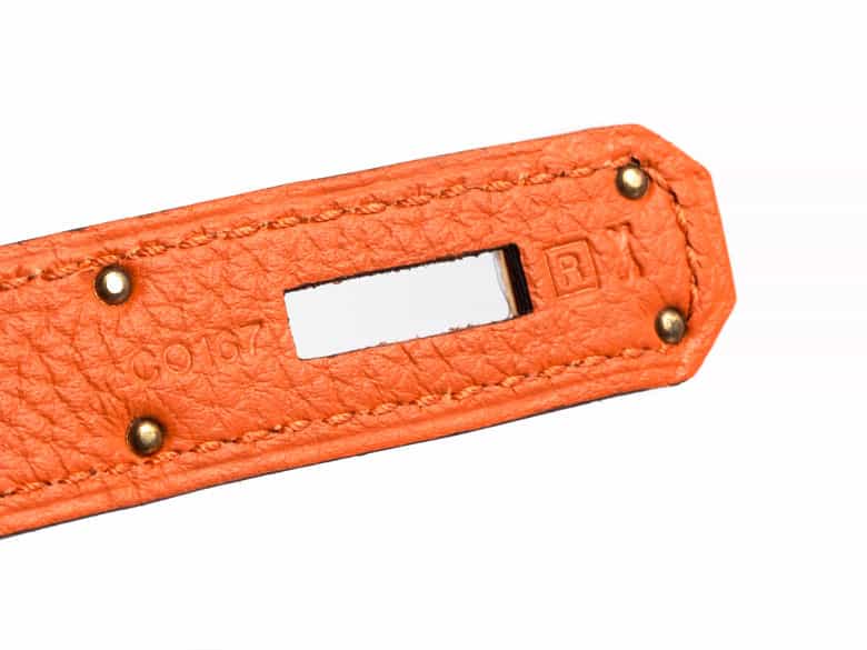 Detailabbildung:  Hermès Kelly Bag 32 cm „Orange“