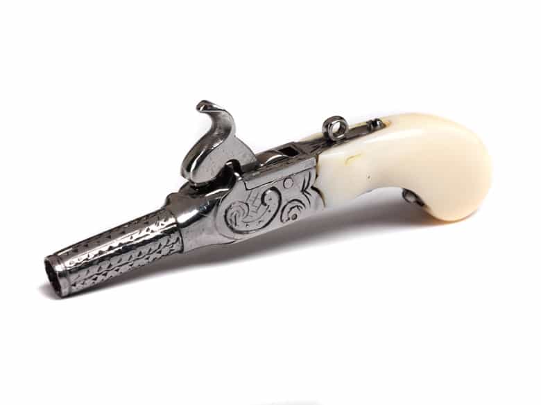 Detailabbildung: Seltene Miniaturpistole im original Kasten