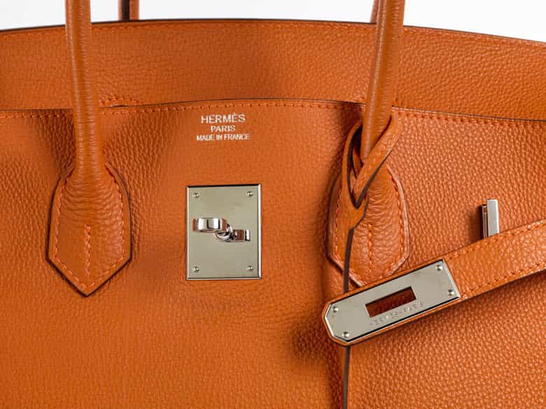 Detailabbildung:  Hermès Birkin Bag 35 cm „Orange“