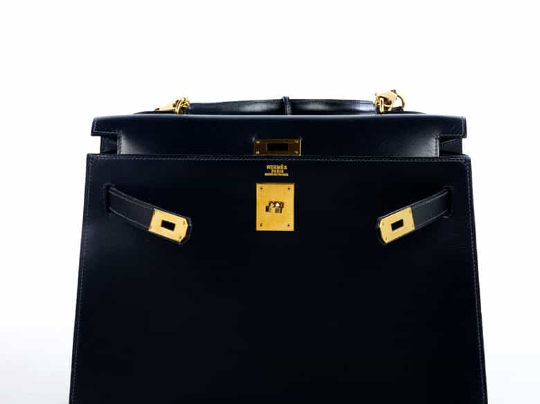 Detailabbildung:  Hermès Kelly Bag 28 cm „Bleu marine“