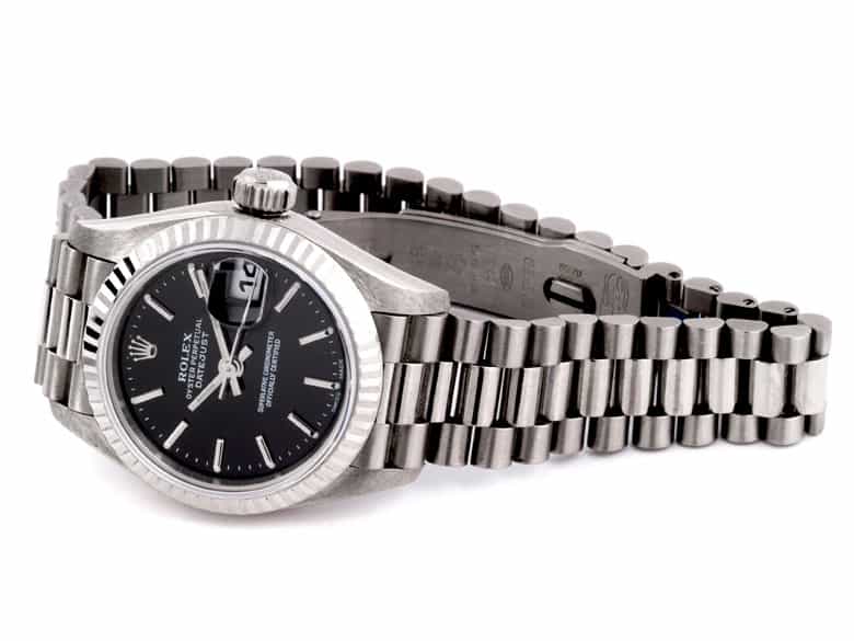 Detailabbildung:  Ungetragene Damen-ROLEX Datejust in Weißgold