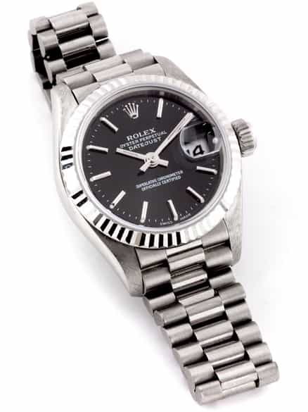 Detailabbildung:  Ungetragene Damen-ROLEX Datejust in Weißgold