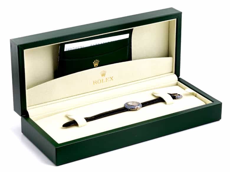 Detailabbildung: Feine Damen ROLEX Orchid in Weißgold mit Saphiren