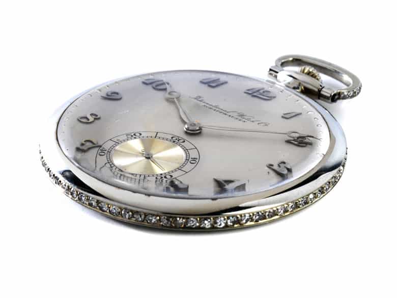 Detailabbildung: Feine und flache IWC Taschenuhr in Weißgold 