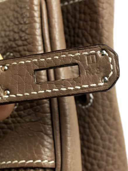 Detailabbildung: Hermès Birkin Bag 35 cm „Crinolin“ Etoupe
