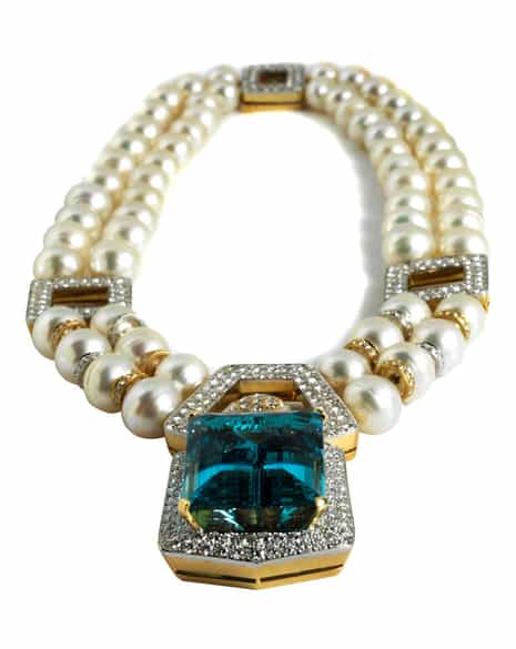 Detailabbildung: Aqua-Perl-Brillantcollier von David Webb