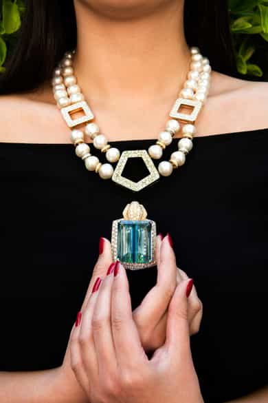 Detailabbildung: Aqua-Perl-Brillantcollier von David Webb