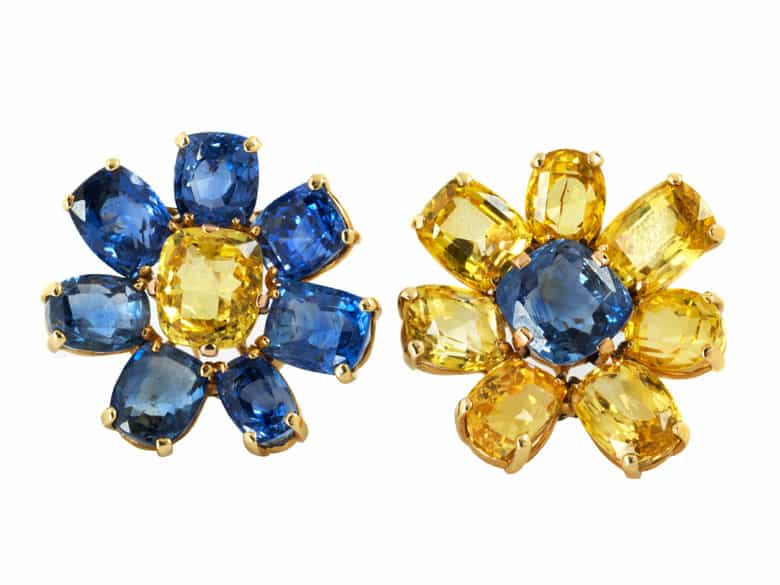 Detailabbildung: Prächtiges gelb-blaues Saphir-Set