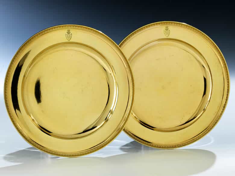 Detailabbildung: Paar St. Petersburger Vermeil Teller