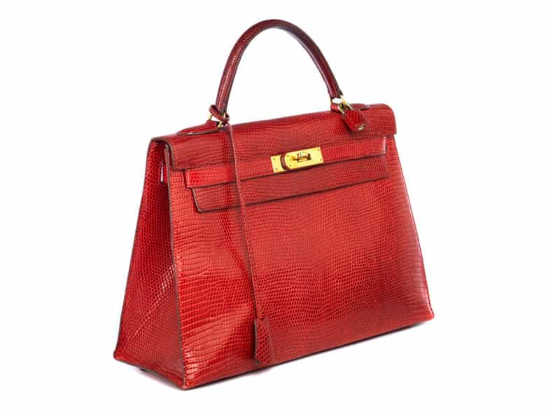 Detailabbildung: Hermès Kelly Bag Echse „Rouge“