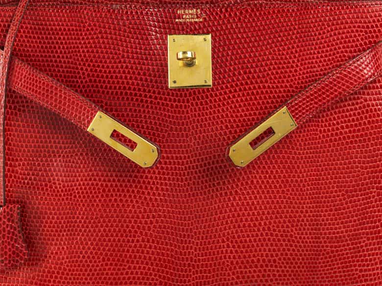 Detailabbildung: Hermès Kelly Bag Echse „Rouge“