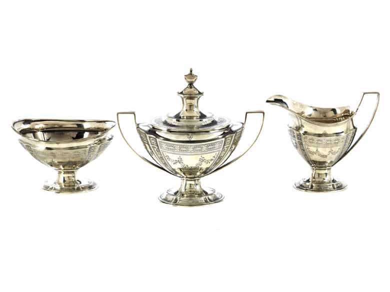 Detailabbildung: Großes silbernes Tiffany Service
