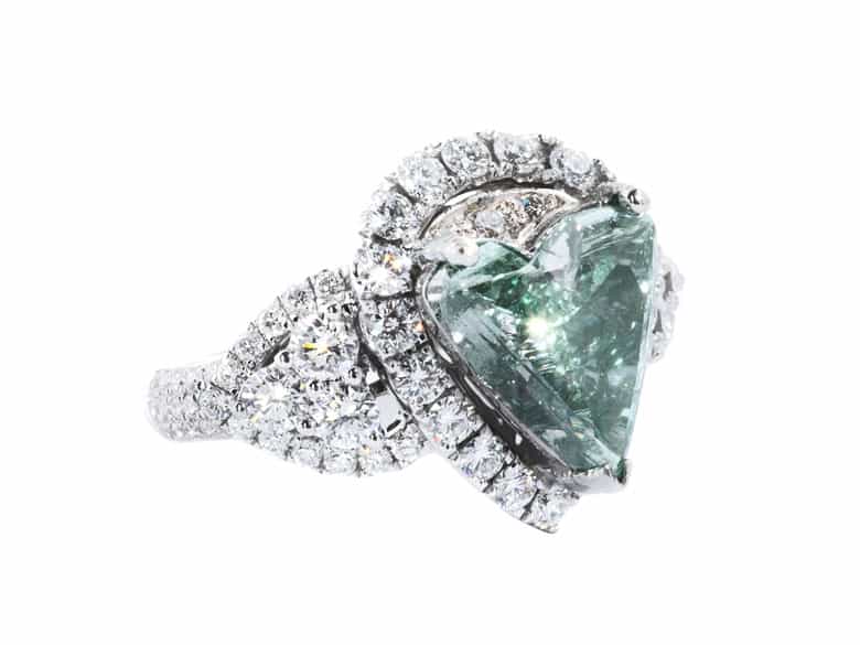 Detailabbildung: † Grüner Diamant-Herzring