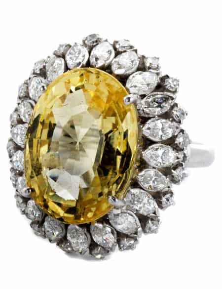 Detailabbildung: Gelber Saphir-Diamantring