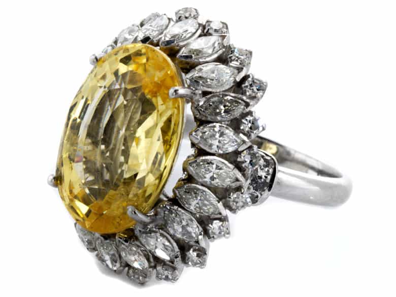 Detailabbildung: Gelber Saphir-Diamantring