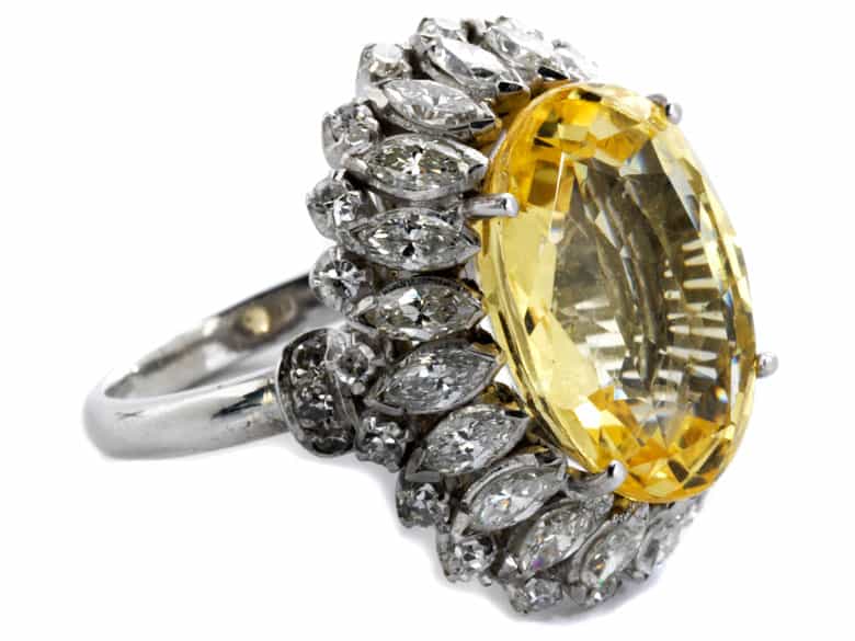 Detailabbildung: Gelber Saphir-Diamantring