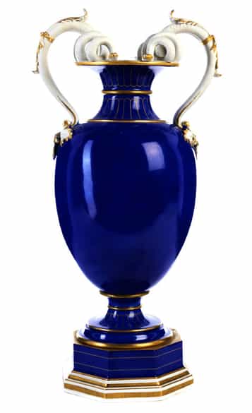 Detailabbildung: Große KPM-Schlangenhenkelvase mit bekröntem Portrait