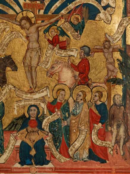 Detailabbildung: Seltenes Pergamentbildblatt aus einem Antiphon des 15. Jahrhunderts