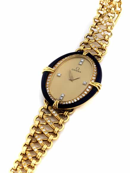 Detailabbildung: Gold-Diamant-Damenuhr von Omega