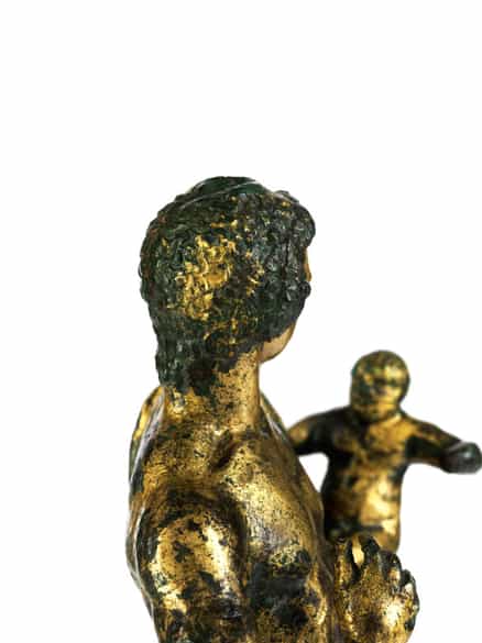Detailabbildung: Museale, vergoldete Bronzestatuette eines „Hermes Dionysophoros”