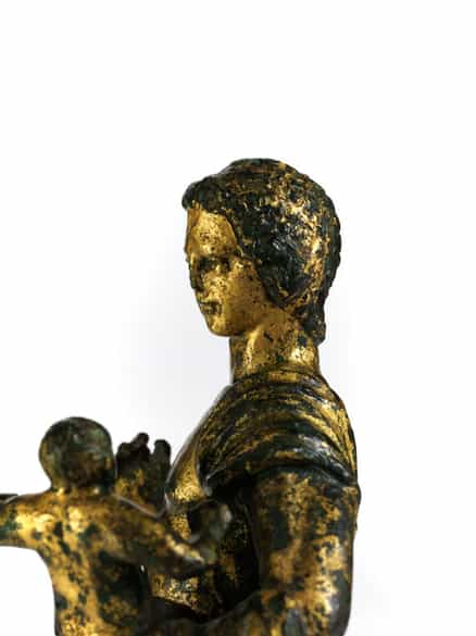 Detailabbildung: Museale, vergoldete Bronzestatuette eines „Hermes Dionysophoros”