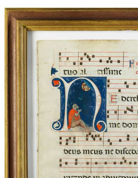 Detailabbildung: Seite eines Antiphonars mit Buchmalerei in der großen Iniziale