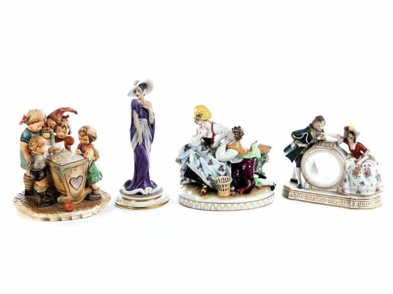 Detailabbildung: Konvolut von neun Porzellanfiguren und -figurengruppen