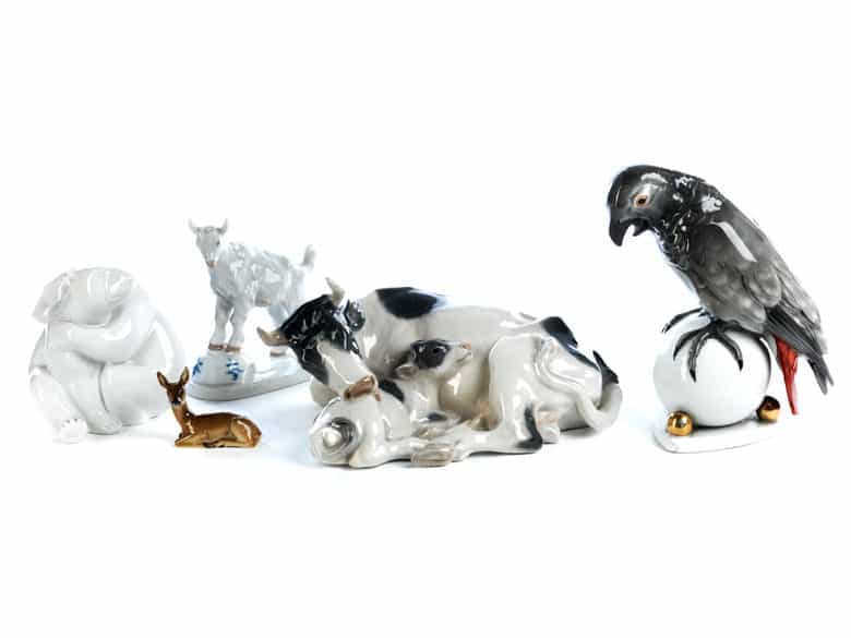 Detailabbildung: Konvolut von neun Porzellanfiguren und -figurengruppen