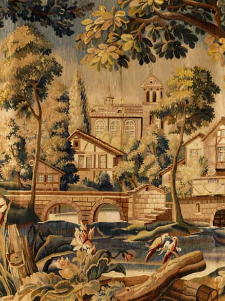 Detailabbildung: Flämischer Gobelin mit Landschaftsdarstellungen