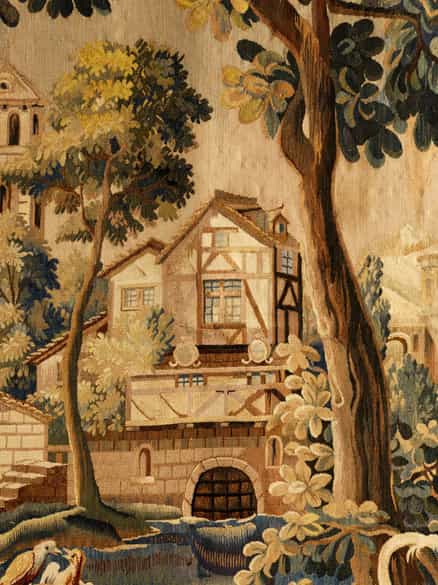 Detailabbildung: Flämischer Gobelin mit Landschaftsdarstellungen